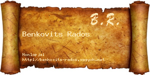 Benkovits Rados névjegykártya